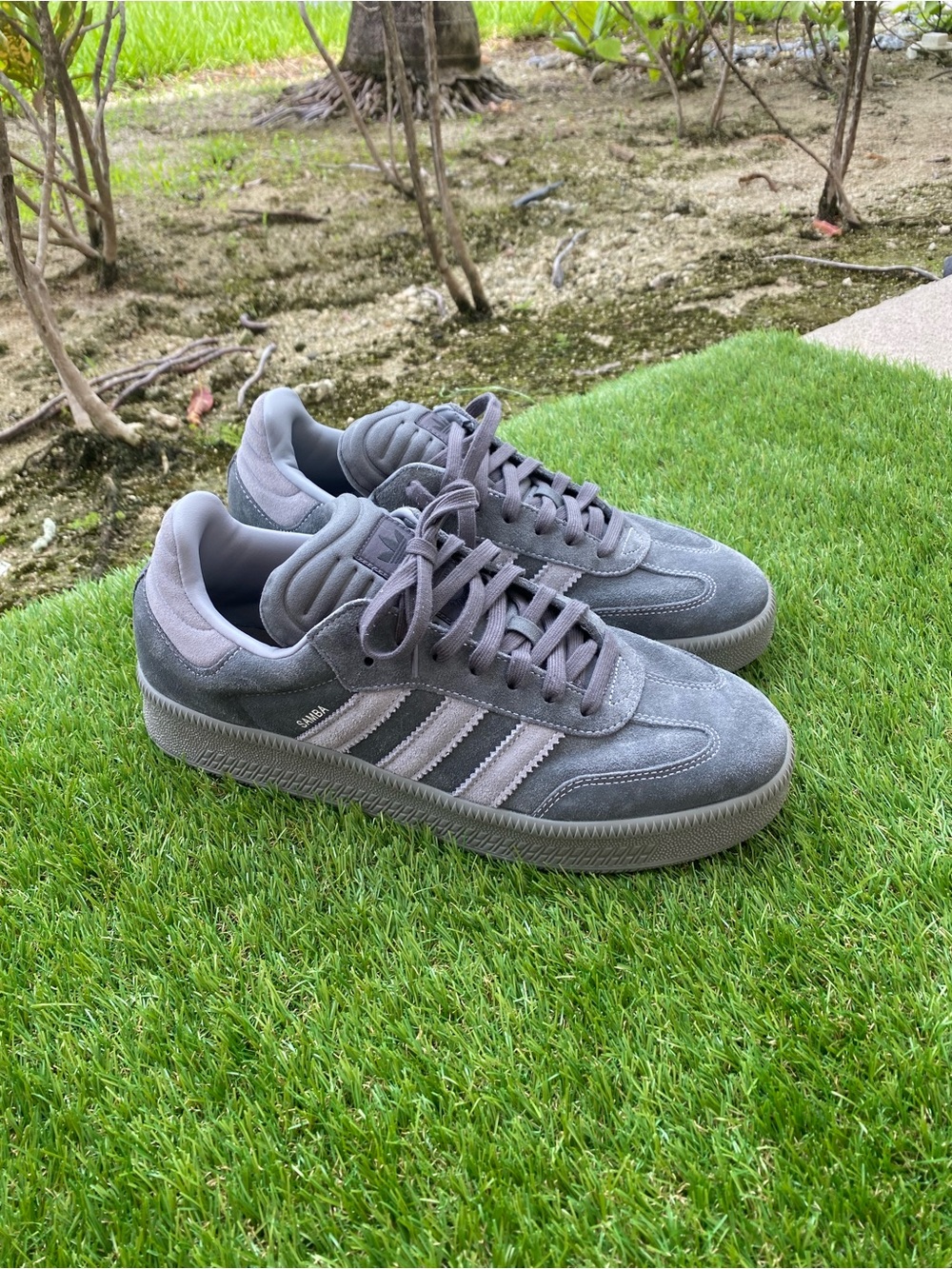 adidas Men's Grey Suede Sneakers with Three Stripes